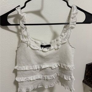White Ruffled Women's Top